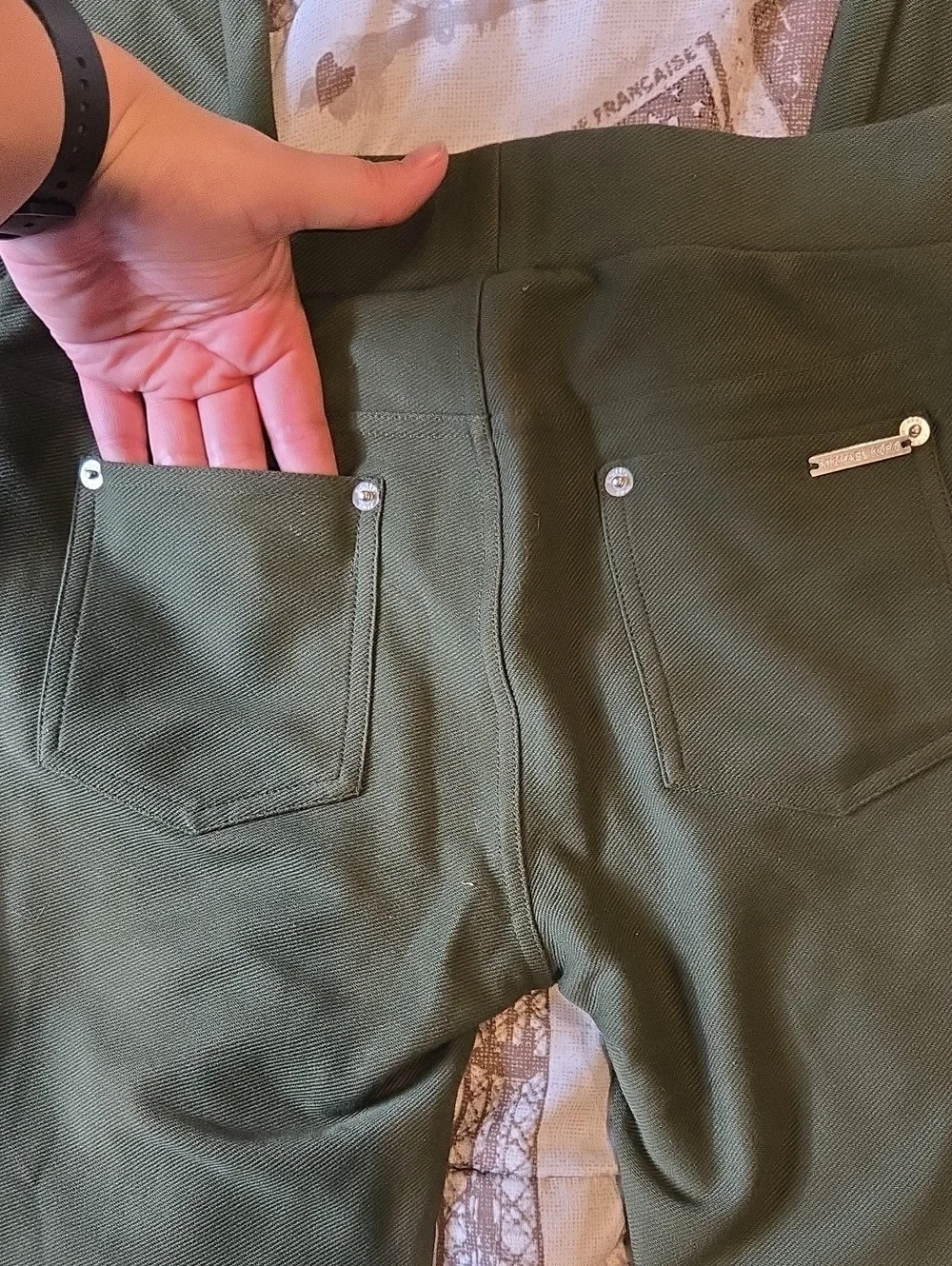 Michael Kors Green Pants with White Side Stripes Xs